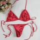 Internet celebrity three-point underwear bra set seductive thong women's lace-up halter neck bikini traceless t-trousers hot