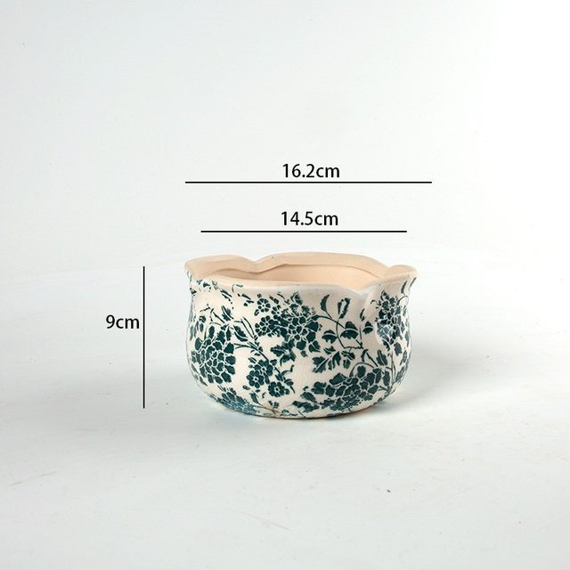 
Central and Northern European creative ceramic ice-cracked potted succulent green plants glazed pots decals retro pastoral home gardening soft decoration