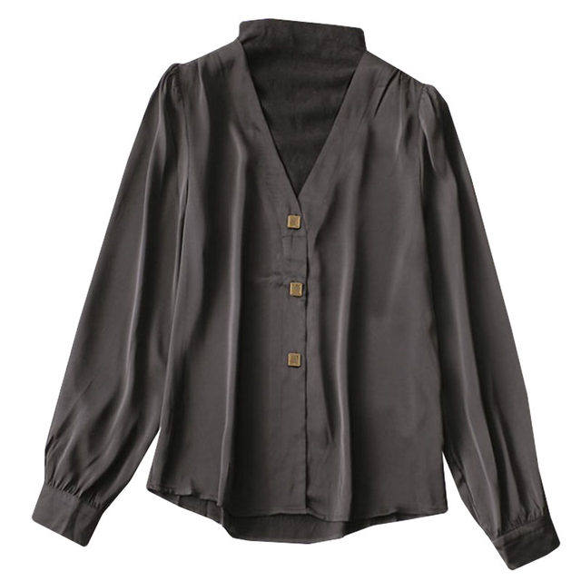 244839 Autumn shirt women's middle long sleeve tall neck
