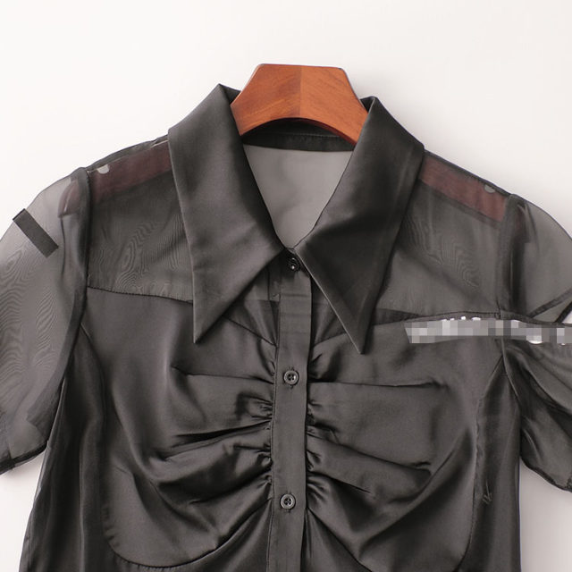 243489 Summer shirt Shenzhen women's mid-length short-sleeved collar
