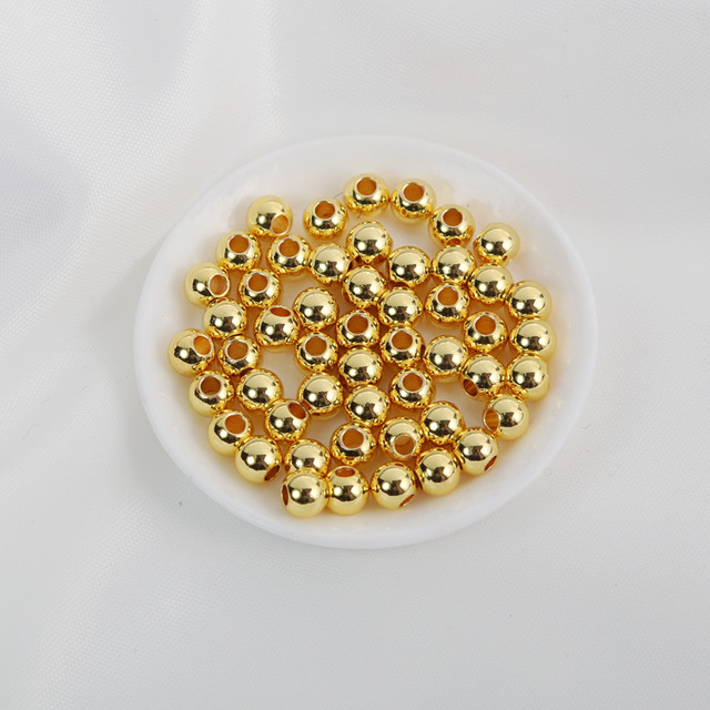 18K bag of gold beads DIY bracelet color-retaining round beads plated K gold sparse beads 2/3/4/5/6MM (100 pieces per serving)