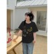 2025 Spring New Fat Sister 200Jin [Jin equals 0.5 kg] Large Size Fashion Embroidered Round Neck Short Sleeve T-shirt Loose White Black Trendy