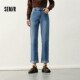 Senro denim Senma jeans women's casual flip flop straight pants autumn fashion back waist elastic trousers