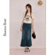 BANANA BABY 2025 summer new retro hip fishtail skirt for women high waist slim denim midi skirt
