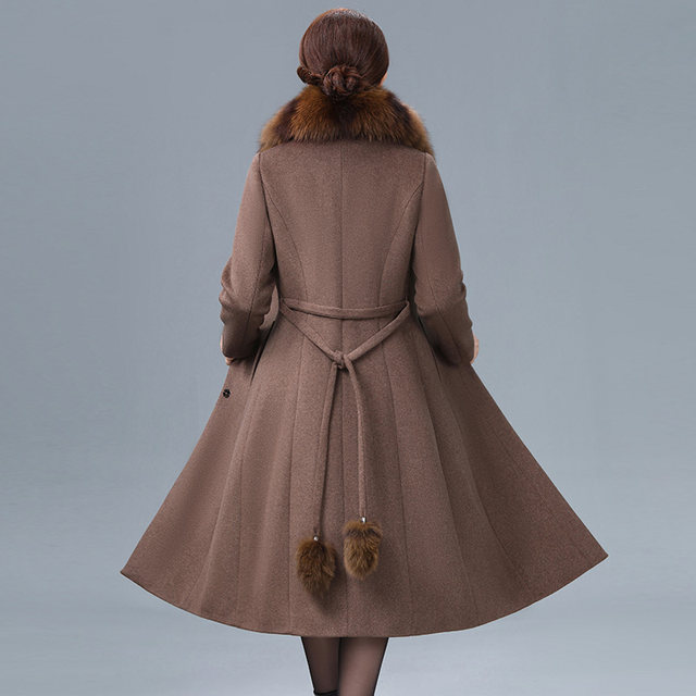 Shear collar cashmere coat women's mid-length 2025 new autumn and winter high-end large size woolen coat for middle-aged and elderly mothers