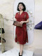 High -end mother short -sleeved silk dresses in summer new V -neck retro seal large size, thin knee long skirt female

