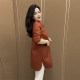 Mid-length temperament lapel air cotton jacket for women 2025 spring new solid color fashionable loose versatile trench coat for women
