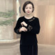 High-quality mother Chinese style embroidered velvet top in autumn new large size belly-covering versatile skin-friendly black base shirt