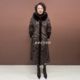 High-end fur one-piece winter velvet thickened hooded double-sided knee-length warm fur coat for women