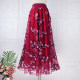 Three-dimensional embroidered mesh skirt 2025 spring and summer new retro style high-waist long skirt fashionable big sway super fairy gauze skirt