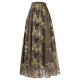Three-dimensional embroidered mesh skirt 2025 spring and summer new retro style high-waist long skirt fashionable big sway super fairy gauze skirt