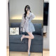 Autumn clothing for women in 2024 new high-end temperament celebrity waist-hugging and slimming tie-dye V-neck ruffle a-line dress
