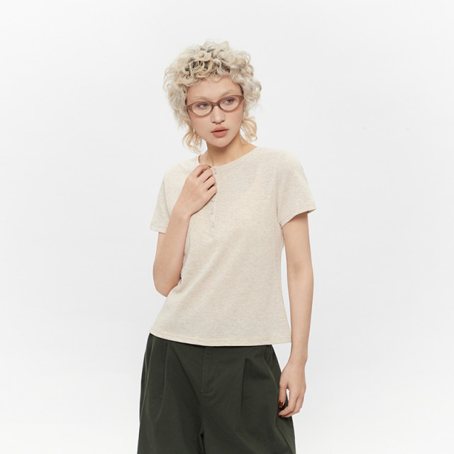 Airhood Henry Leading Dedgun Simple Simple Short -sleeved T -shirt Female 2025 Summer Short Bottom Positive Shop

