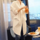 Korean white shirt for women long sleeves, mid-length loose large size slim striped top 2025 spring and autumn new shirt