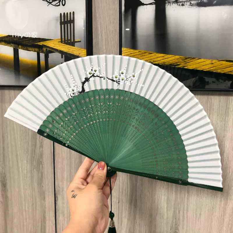 7寸日式和风女式扇子中国风折扇竹柄扇礼品镂空扇子