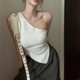 Irregular single-sided knitted camisole women's 2025 summer new Korean style fashionable outer shoulder top trend