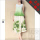 Season clearance for spring and summer soft cotton linen women's half-waist skirt. Singyou genuine hand-printed literary middle skirt. Ye