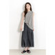 KNgs summer retro simple gentle style drooping solid color elastic waist splicing long skirt cake skirt women's skirt