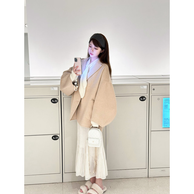 YIKOWOW Wool Glazed Gauze Blended Hip Pleated Skirt New versatile and elegant fishtail knitted skirt for women