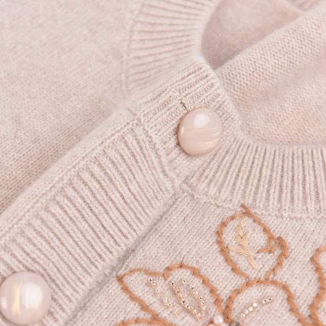 Autumn and winter thickened 100% pure wool cardigan middle-aged and elderly mother's wear round neck sweater coat loose large size sweater