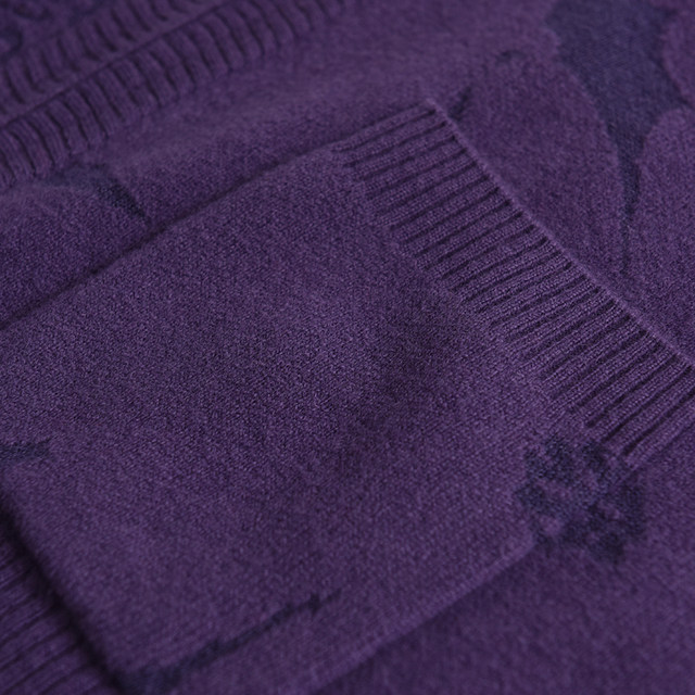 
100% pure wool middle-aged and elderly women's sweater fashionable mother autumn embroidered sweater zipper cardigan jacket