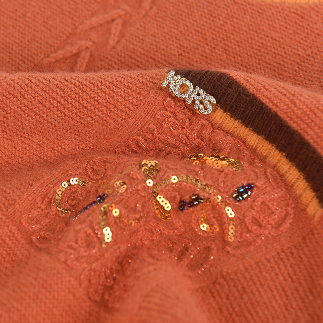 Mom thickened 100 pure cardigan autumn and winter round neck loose sweater middle-aged and elderly fashionable single base knitted sweater