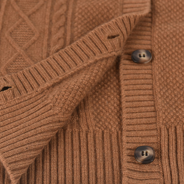 
Thickened wool cardigan for women 2025 autumn and winter new round neck loose coat knitted cashmere sweater for middle-aged and elderly mothers