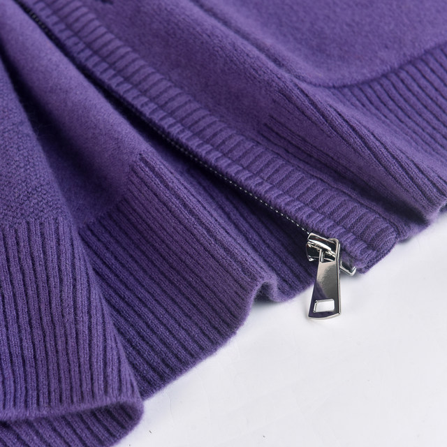 Mother in her 50s, fashionable top, 100% pure wool cardigan, middle-aged and elderly women's autumn and winter thickened sweater jacket