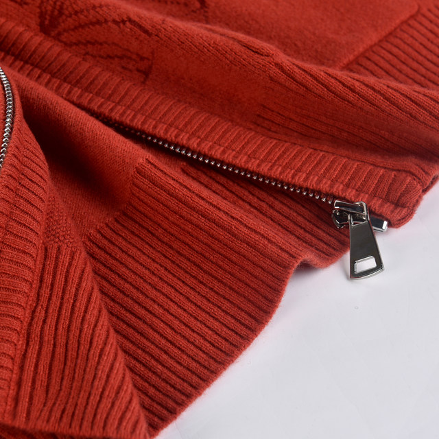 Western-style middle-aged mother's clothing thickened 100% pure wool zipper cardigan middle-aged and elderly autumn and winter knitted sweater sweater jacket