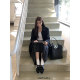 Halo Luu retro black denim skirt for women early spring washing casual slim long skirt design sense a line skirt