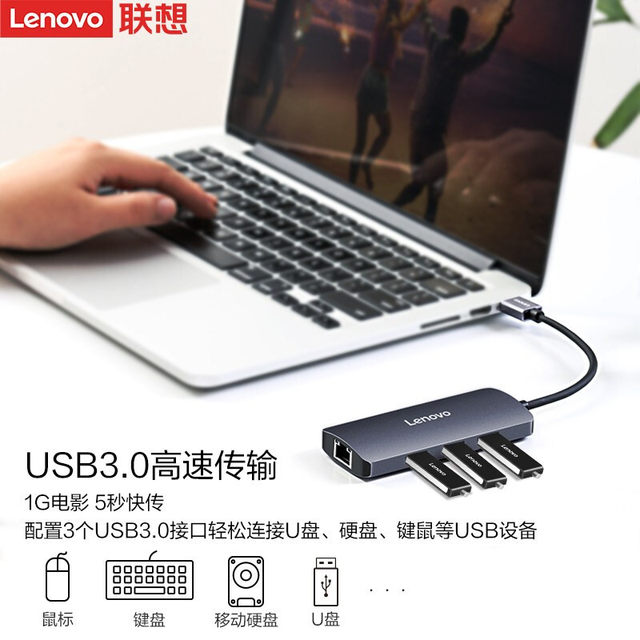Lenovo usb3.0 docking station F1 series U04 multi-interface TypeC power supply port high-speed laptop multi-interface HUB adapter hub USB expansion/TypeC docking station