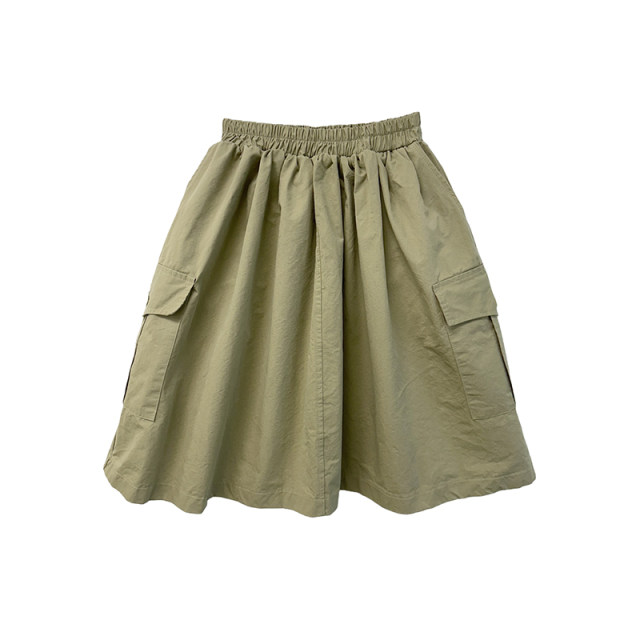 SYLP Suiyi Korean and Japanese retro flared skirt girlish style cotton large pocket casual women's A-line skirt
