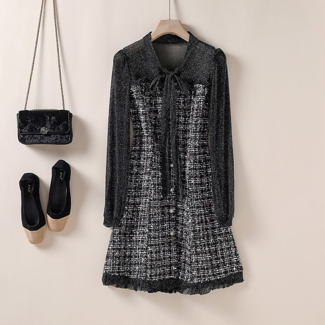 Xiaoxiang style wool vest skirt, niche versatile tweed A-line slim dress 2025 autumn and winter new women's clothing