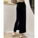 High-waisted slim straight skirt for women with long autumn and winter new style versatile black rear slit one-step hip-wrap skirt
