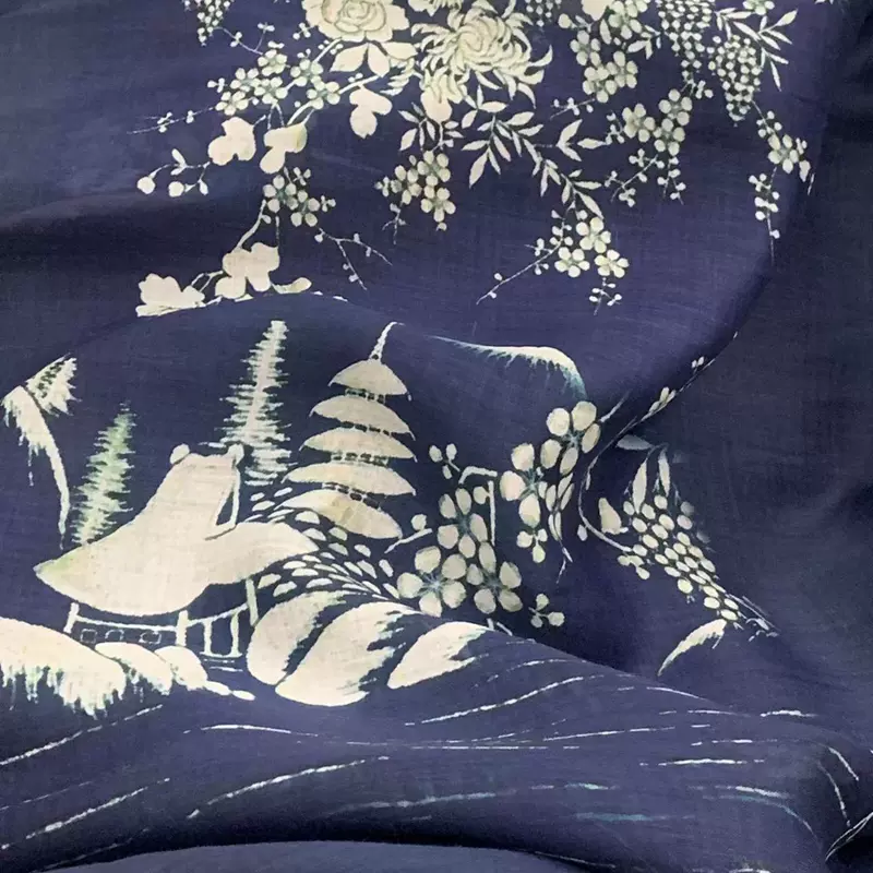 设计师面料超薄细腻纯苎麻印花布独特定位风格苎麻印花布