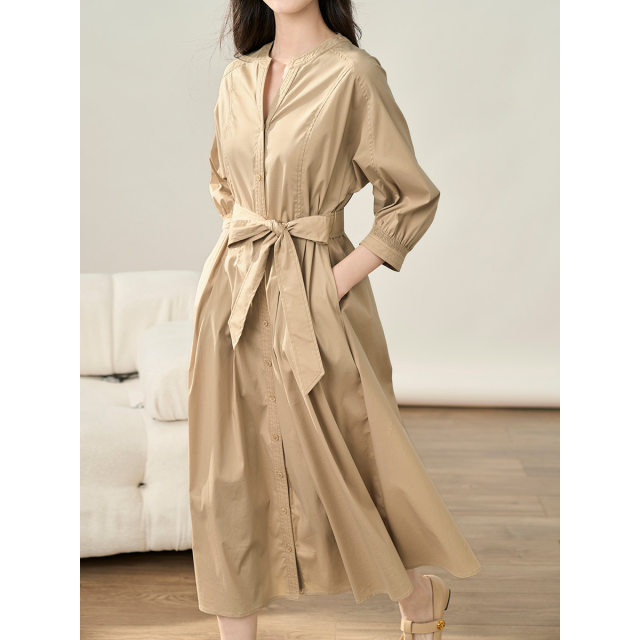 Inman Bat Sleeve Dress Women's New V-neck Seven-Class Bandage Long Skirt 18336128A