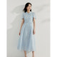 Inman Ramie French doll collar dress for women in spring 2025 new temperament puff sleeve waist-hugging long skirt