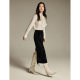 Inman velvet spliced ​​press-pleated hem skirt 2025 spring women's new high-waisted slim A-line long skirt
