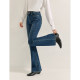 Inmanzhi warm velvet flared jeans 2024 winter women's clothing new slim fit legs long slim warm trousers
