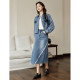 Inman design sense irregularly divided cat whisker denim skirt 2024 spring women's new straight slim long skirt