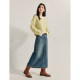 Inman retro slit grinding denim skirt 2024 winter women's new high-waisted slim A-line long skirt
