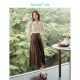 Inman retro grinding pleated skirt spring women's new style versatile loose slim warm umbrella skirt 18412496