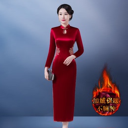 The new satin acetate improved cheongsam dress-mother wedding banquet wedding dress-dress noble