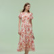 First drop of Goria silk halter neck dress for women in summer beautiful printed V-neck vacation style mulberry silk long skirt