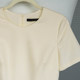 Luoyi simple round neck A-line dress for women 2025 summer clothes new commuter waist apricot color short-sleeved skirt 08567