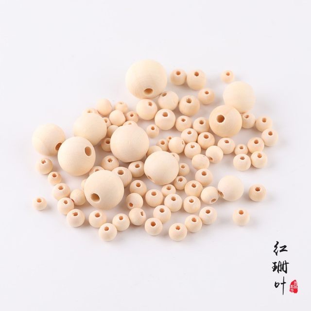 Log color wooden beads, wooden loose beads, Buddhist beads, DIY jewelry accessories, lotus wood round balls, straight hole beads