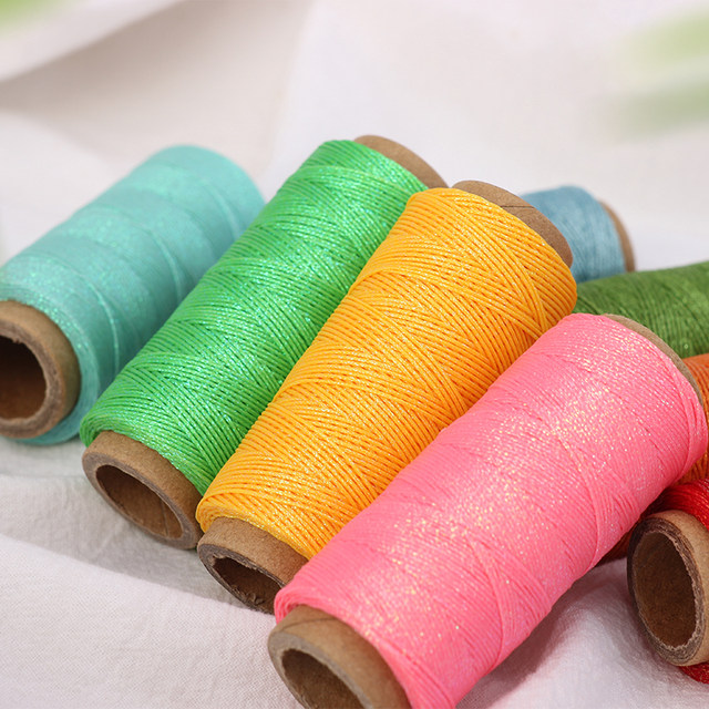 0.5mm high-end gold-sprinkled flat wax thread oblique curly knot South American macrame hand-woven hand rope necklace bag stone