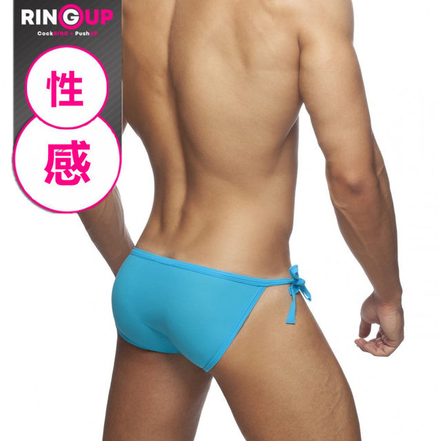 Foreign trade men's tether bikini swim trunk nylon quick-drying three-dimensional bulge bag high cross sporty sexy