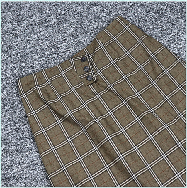 2021 Spring Designer Large S Series Yi Jiaren Discount Women's Button Decoration Checkered Literary Short Skirt