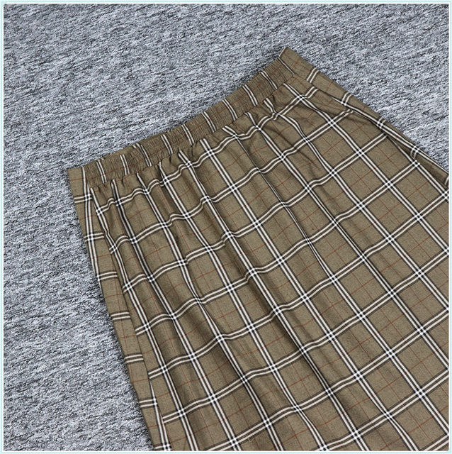 2021 Spring Designer Large S Series Yi Jiaren Discount Women's Button Decoration Checkered Literary Short Skirt
